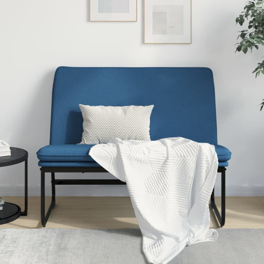 vidaXL Bankje 100x75x76 cm stof blauw afbeelding 1