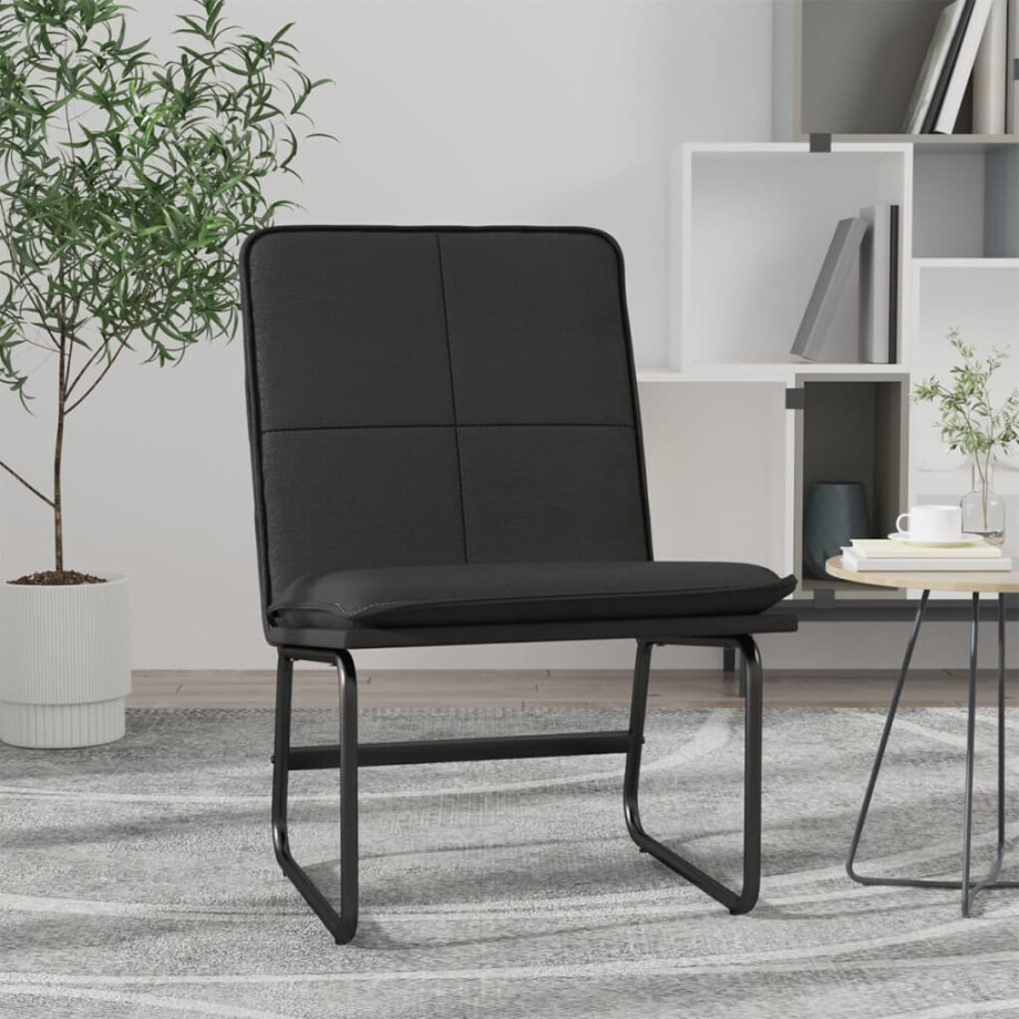 vidaXL Loungestoel 54x75x76 cm kunstleer zwart afbeelding 1