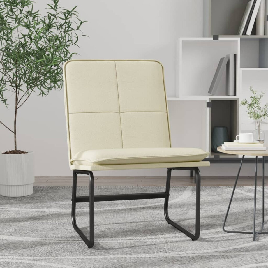 vidaXL Loungestoel 54x75x76 cm kunstleer crèmekleurig afbeelding 1