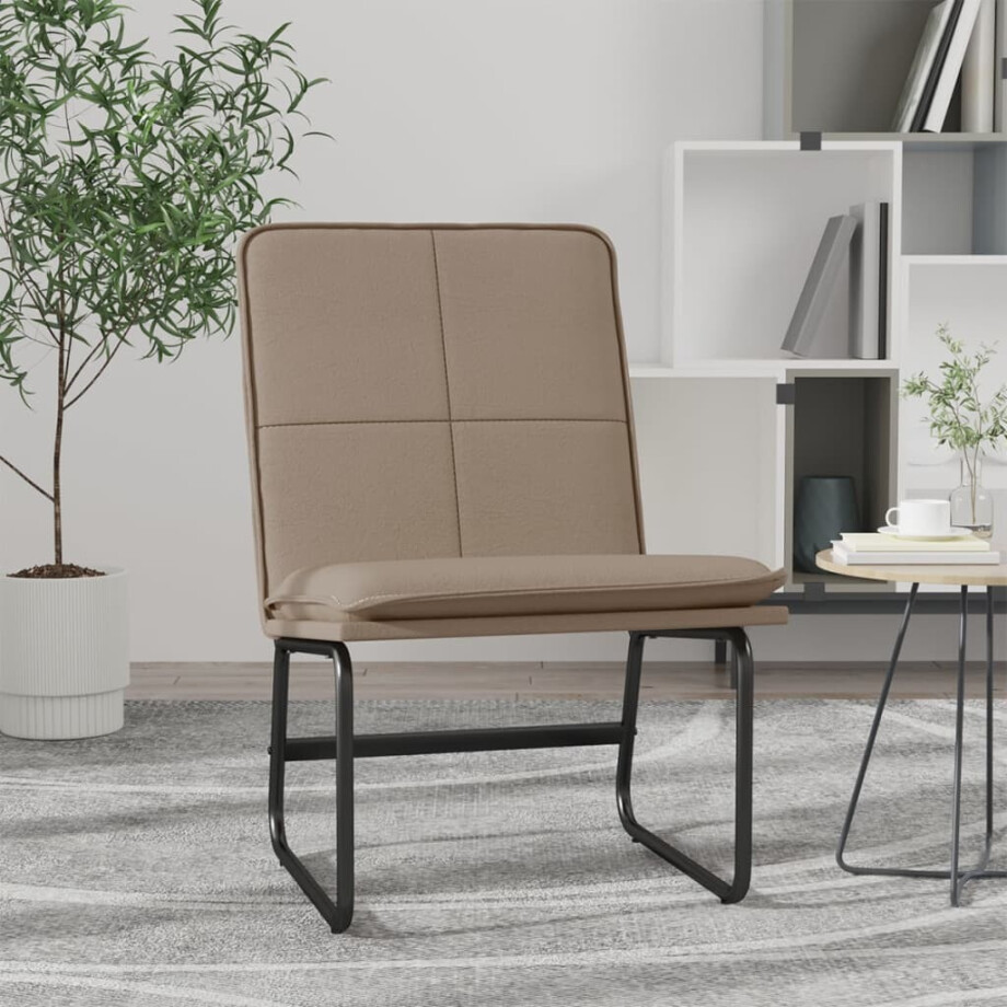 vidaXL Loungestoel 54x75x76 cm kunstleer cappuccinokleurig vidaXL Loungestoel 54x75x76 cm kunstleer cappuccinokleurig afbeelding 1