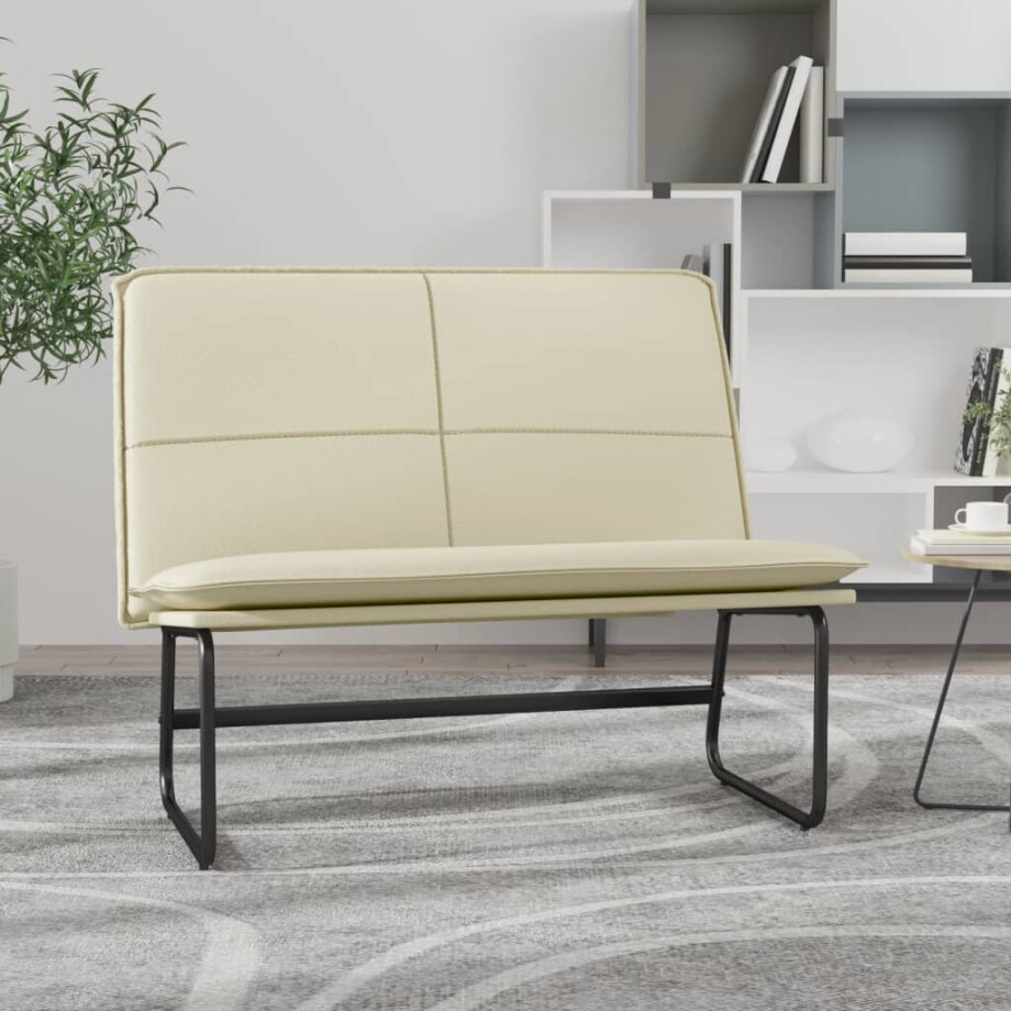 vidaXL Bankje 100x75x76 cm kunstleer crèmekleurig afbeelding 1