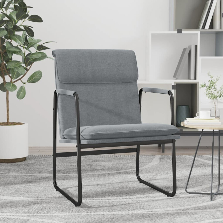 vidaXL Loungestoel 55x64x80 cm stof lichtgrijs vidaXL Loungestoel 55x64x80 cm stof lichtgrijs afbeelding 1