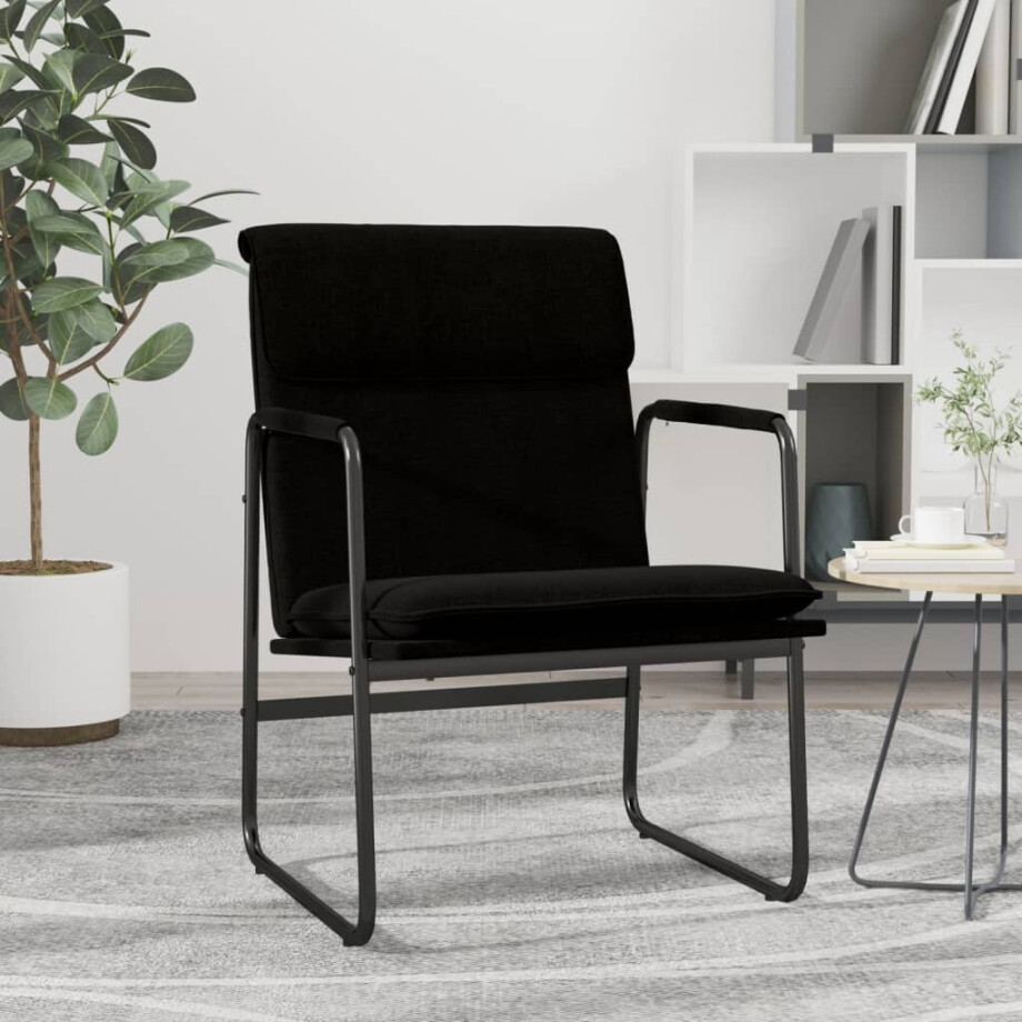 vidaXL Loungestoel 55x64x80 cm stof zwart afbeelding 1