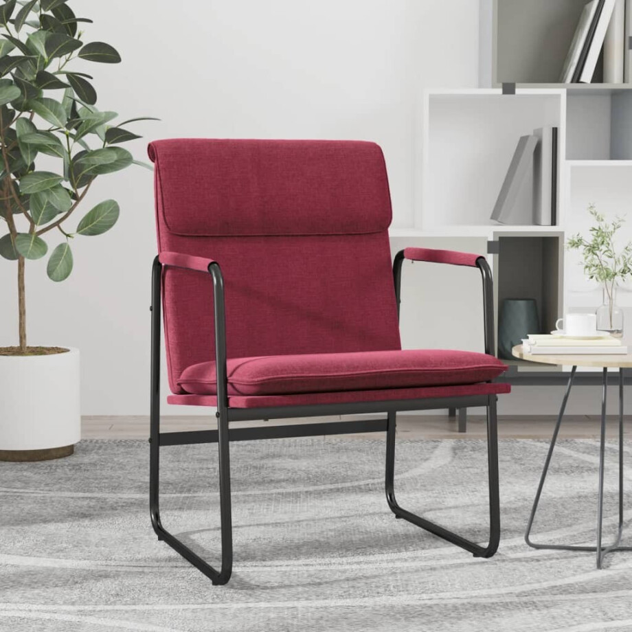 vidaXL Loungestoel 55x64x80 cm stof wijnrood afbeelding 1