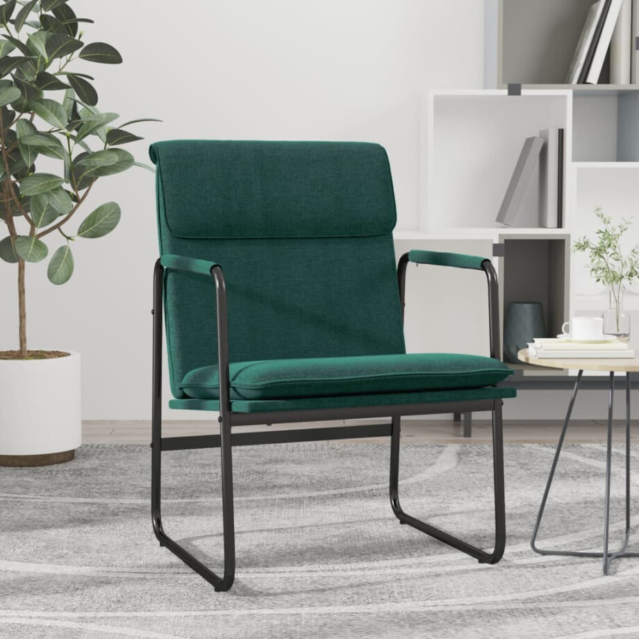 vidaXL Loungestoel 55x64x80 cm stof donkergroen afbeelding 1
