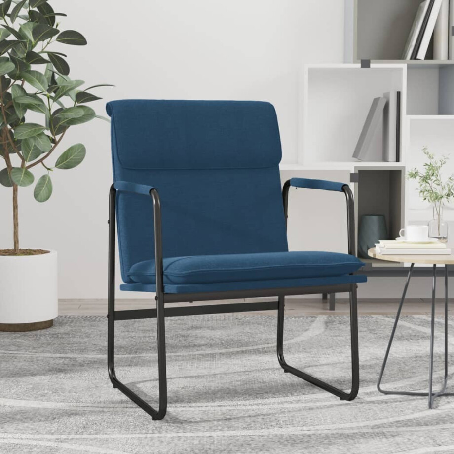 vidaXL Loungestoel 55x64x80 cm stof blauw vidaXL Loungestoel 55x64x80 cm stof blauw afbeelding 1