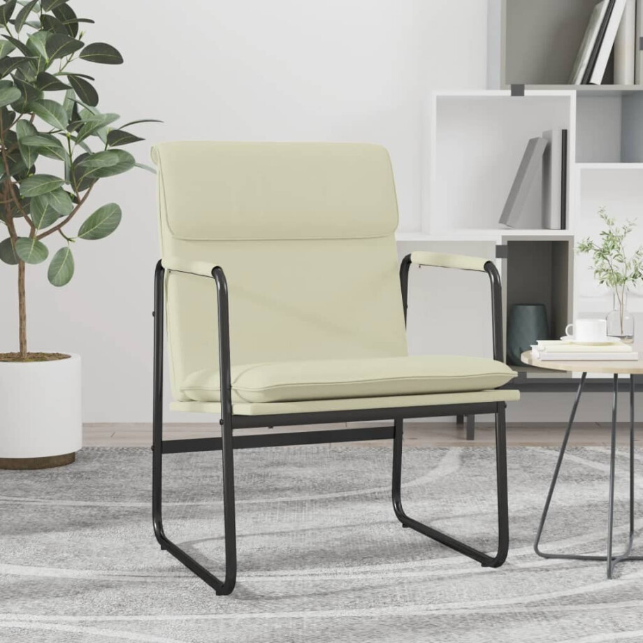 vidaXL Loungestoel 55x64x80 cm kunstleer crèmekleurig afbeelding 1