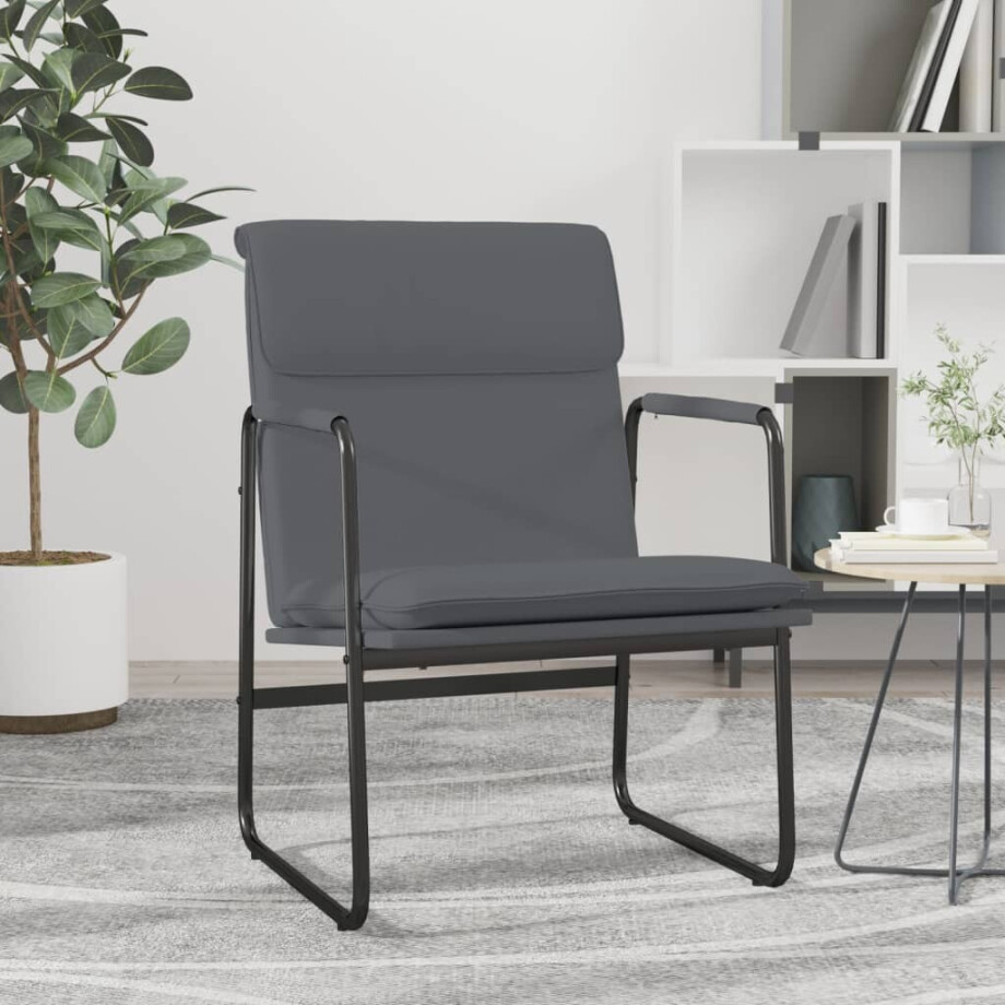 vidaXL Loungestoel 55x64x80 cm kunstleer grijs afbeelding 1