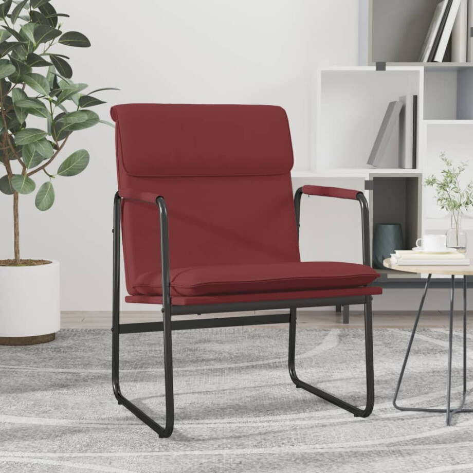 vidaXL Loungestoel 55x64x80 cm kunstleer wijnrood afbeelding 1