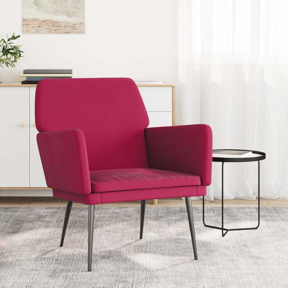 vidaXL Fauteuil 62x79x79 cm fluweel wijnrood afbeelding 1