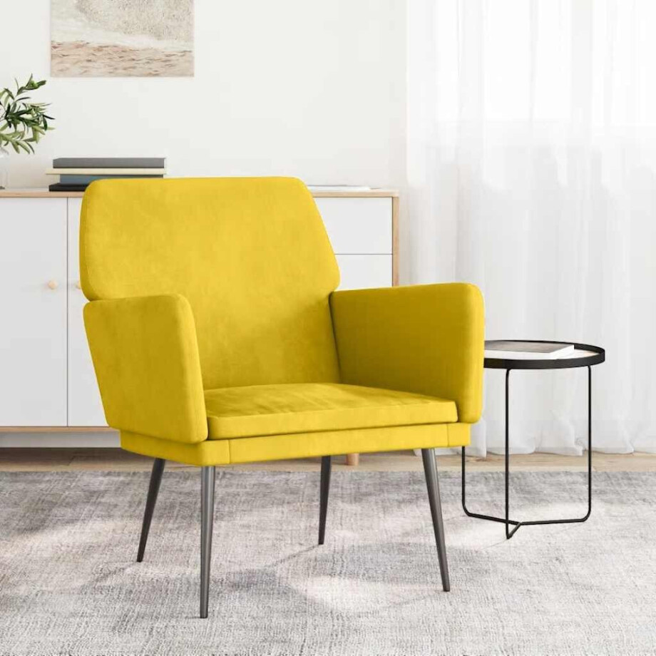 vidaXL Fauteuil 62x79x79 cm fluweel geel vidaXL Fauteuil 62x79x79 cm fluweel geel afbeelding 1