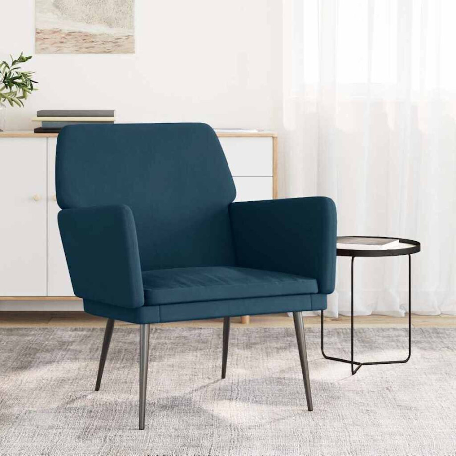 vidaXL Fauteuil 62x79x79 cm fluweel blauw afbeelding 1