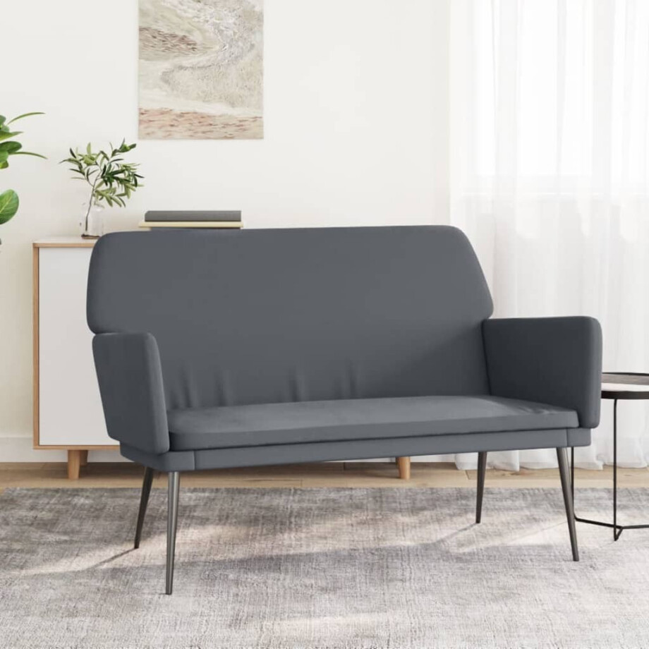 vidaXL Bankje 108x79x79 cm fluweel donkergrijs afbeelding 1