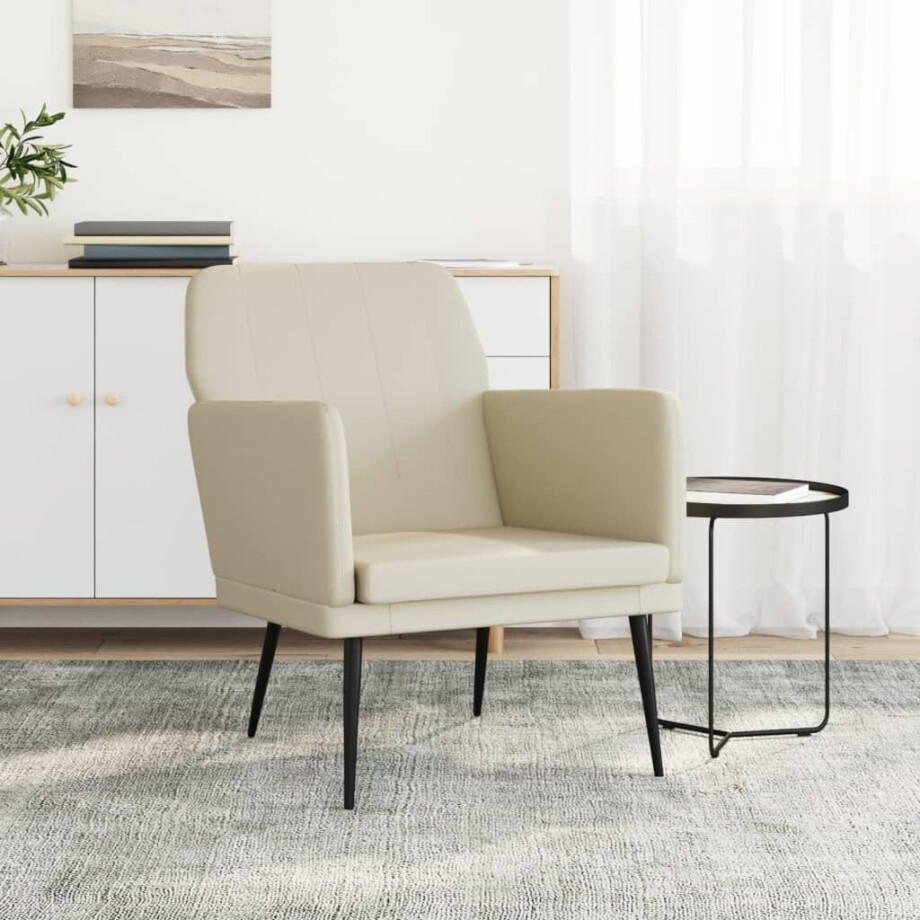 vidaXL Fauteuil 61x78x80 cm kunstleer crèmekleurig afbeelding 1