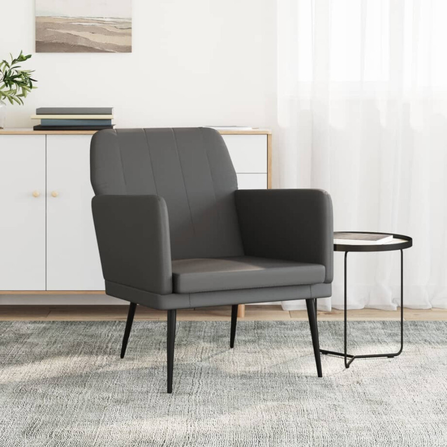 vidaXL Fauteuil 61x78x80 cm kunstleer grijs afbeelding 1