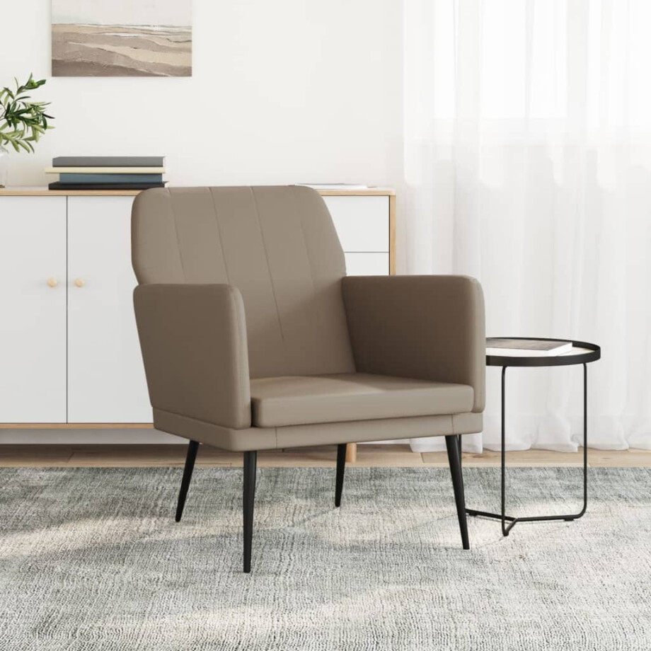 vidaXL Fauteuil 61x78x80 cm kunstleer cappuccinokleurig afbeelding 1