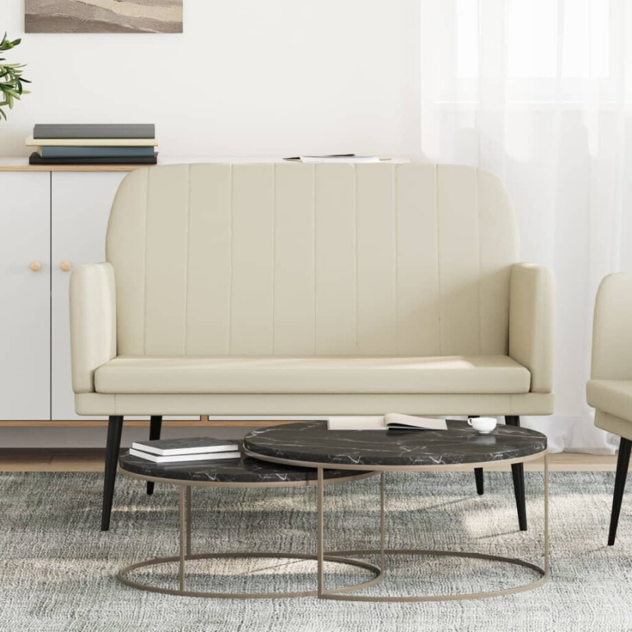 vidaXL Bankje 107x80x81 cm kunstleer crèmekleurig vidaXL Bankje 107x80x81 cm kunstleer crèmekleurig afbeelding 1