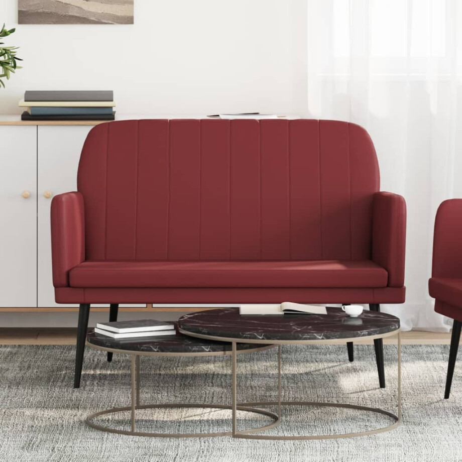 vidaXL Bankje 107x80x81 cm kunstleer wijnrood vidaXL Bankje 107x80x81 cm kunstleer wijnrood afbeelding 1