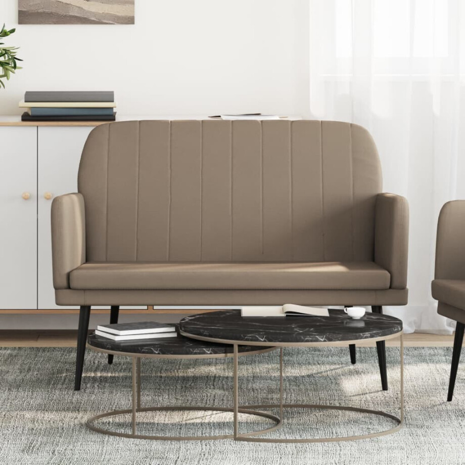 vidaXL Bankje 107x80x81 cm kunstleer cappuccinokleurig vidaXL Bankje 107x80x81 cm kunstleer cappuccinokleurig afbeelding 1