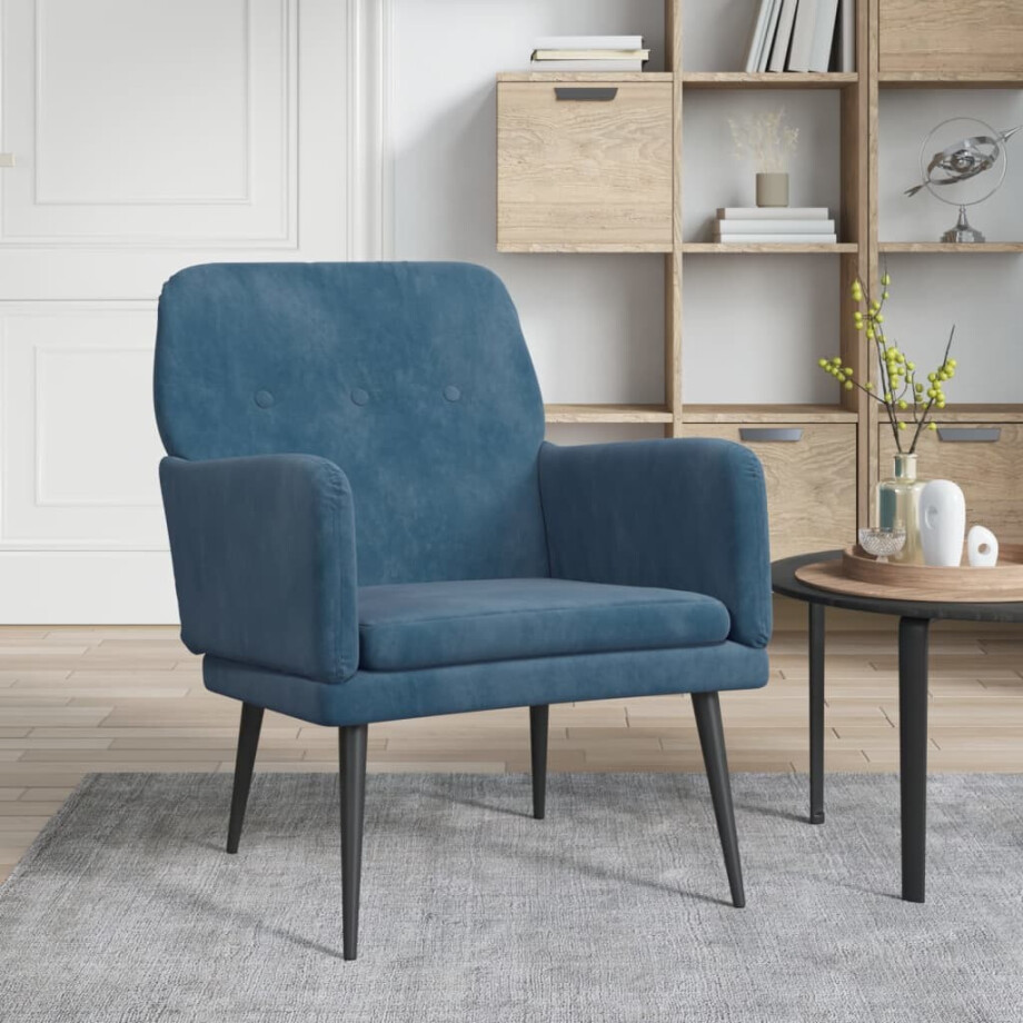 vidaXL Fauteuil 62x79x79 cm fluweel blauw afbeelding 1