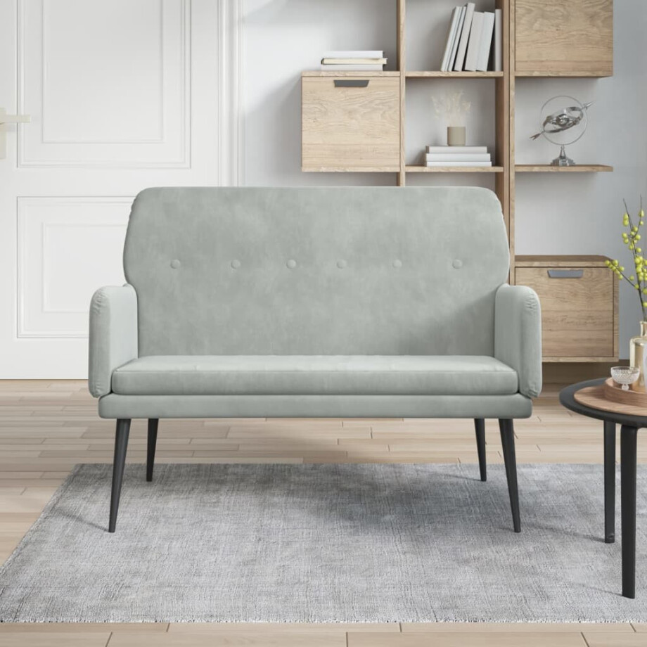 vidaXL Bankje 108x79x79 cm fluweel lichtgrijs afbeelding 1