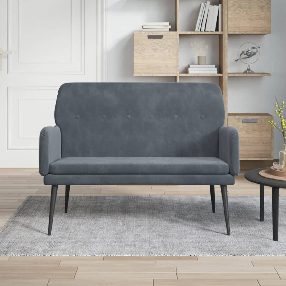 vidaXL Bankje 108x79x79 cm fluweel donkergrijs afbeelding 1