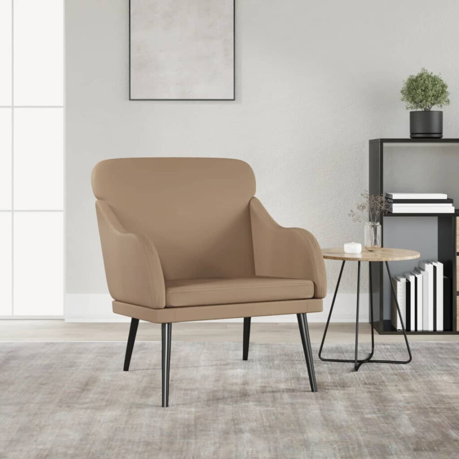 vidaXL Fauteuil 63x76x80 cm kunstleer cappuccinokleurig vidaXL Fauteuil 63x76x80 cm kunstleer cappuccinokleurig afbeelding 1