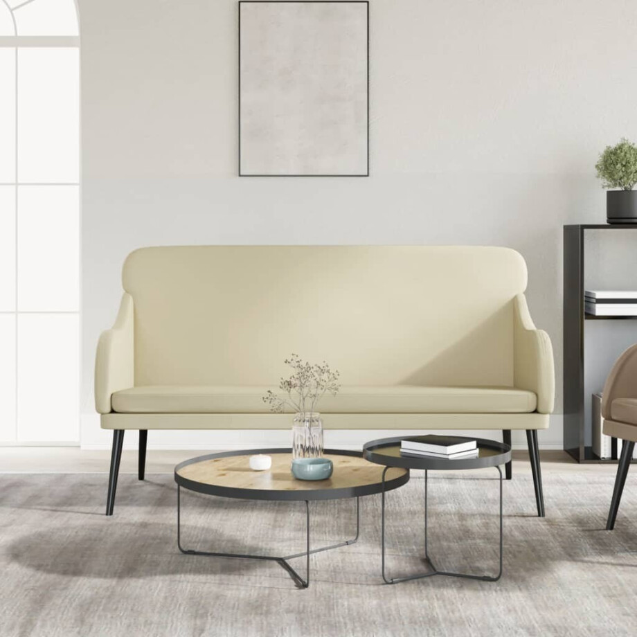 vidaXL Bankje 110x76x80 cm kunstleer crèmekleurig vidaXL Bankje 110x76x80 cm kunstleer crèmekleurig afbeelding 1