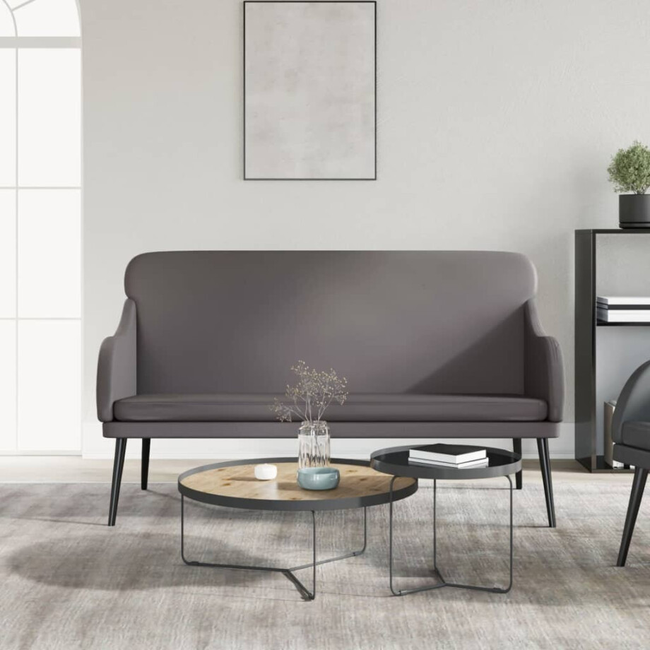 vidaXL Bankje 110x76x80 cm kunstleer grijs vidaXL Bankje 110x76x80 cm kunstleer grijs afbeelding 1