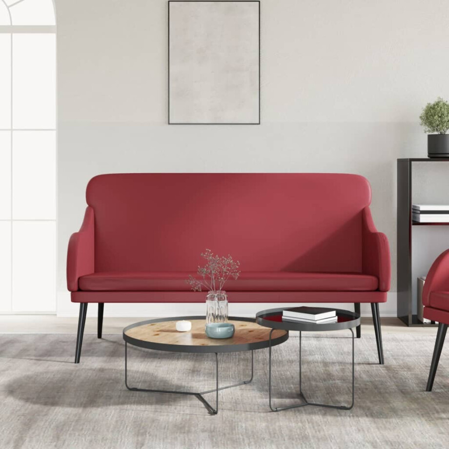vidaXL Bankje 110x76x80 cm kunstleer wijnrood vidaXL Bankje 110x76x80 cm kunstleer wijnrood afbeelding 1
