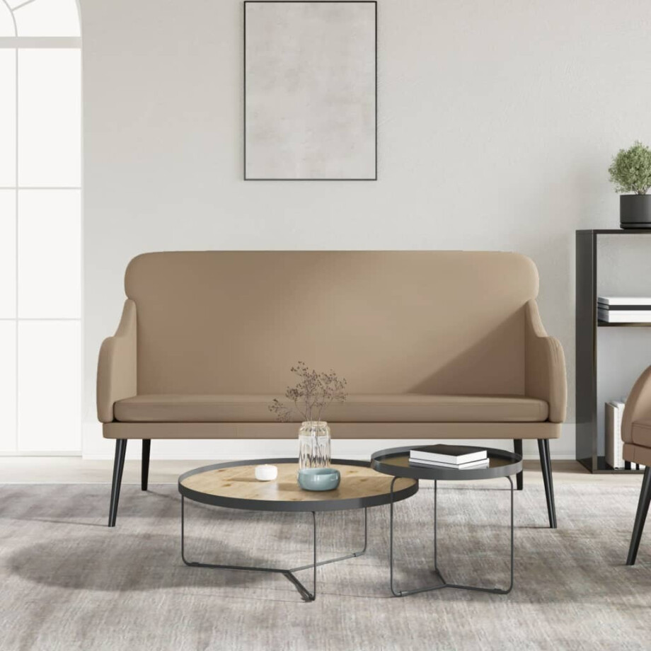 vidaXL Bankje 110x76x80 cm kunstleer cappuccinokleurig afbeelding 1