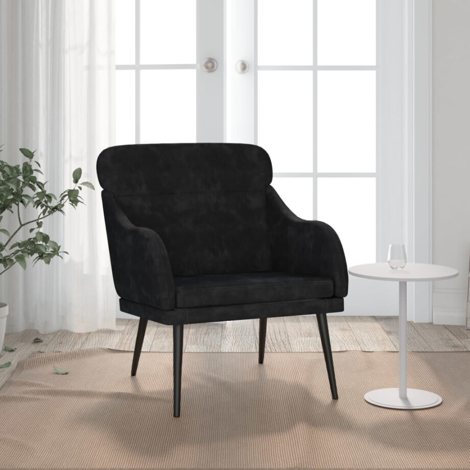 vidaXL Fauteuil 63x76x80 cm fluweel zwart afbeelding 1