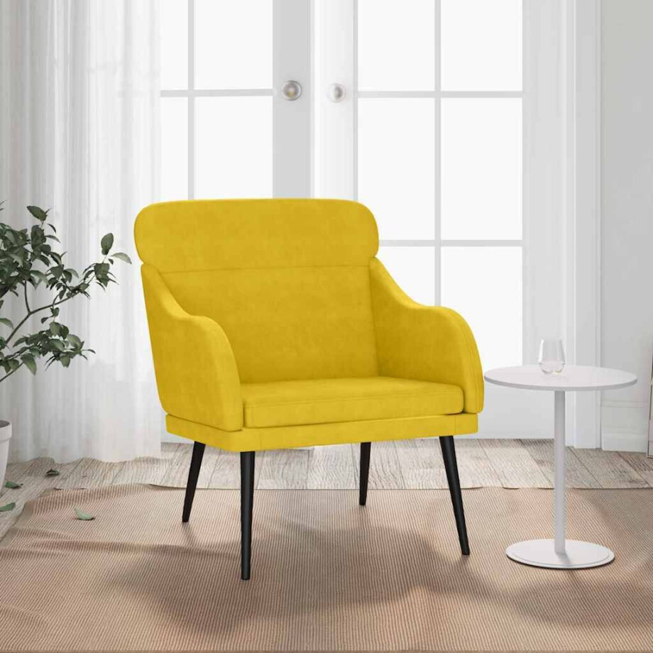 vidaXL Fauteuil 63x76x80 cm fluweel geel afbeelding 1