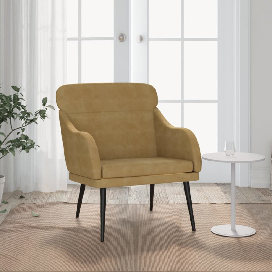 vidaXL Fauteuil 63x76x80 cm fluweel bruin afbeelding 1