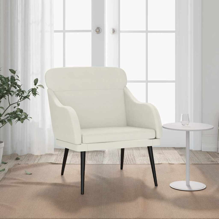 vidaXL Fauteuil 63x76x80 cm fluweel crèmekleurig vidaXL Fauteuil 63x76x80 cm fluweel crèmekleurig afbeelding 1
