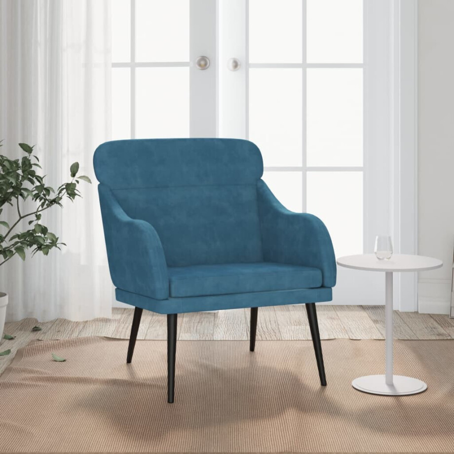 vidaXL Fauteuil 63x76x80 cm fluweel blauw afbeelding 1
