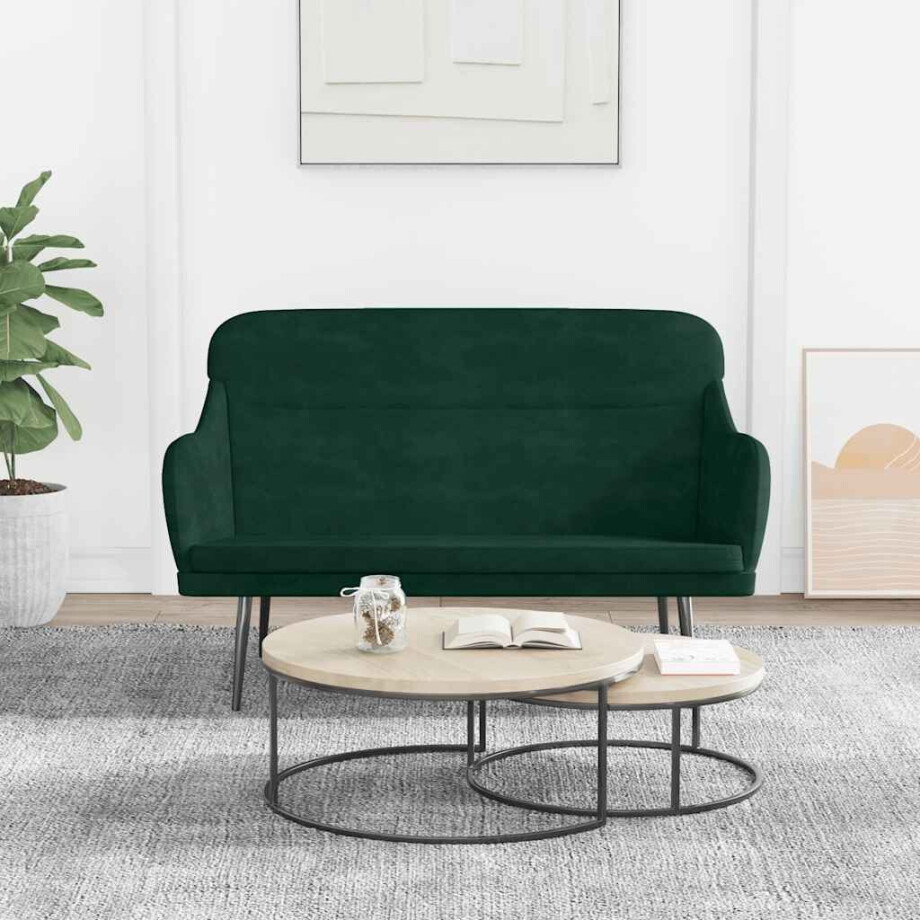 vidaXL Bankje 110x76x80 cm fluweel donkergroen afbeelding 1