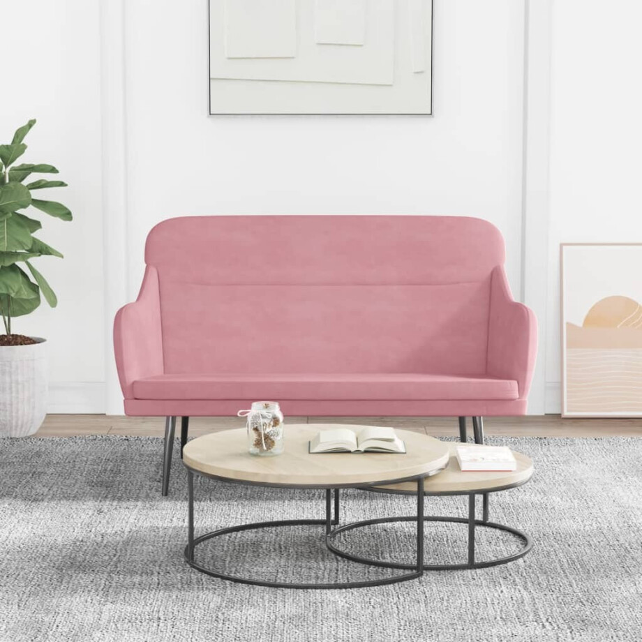 vidaXL Bankje 110x76x80 cm fluweel roze afbeelding 1