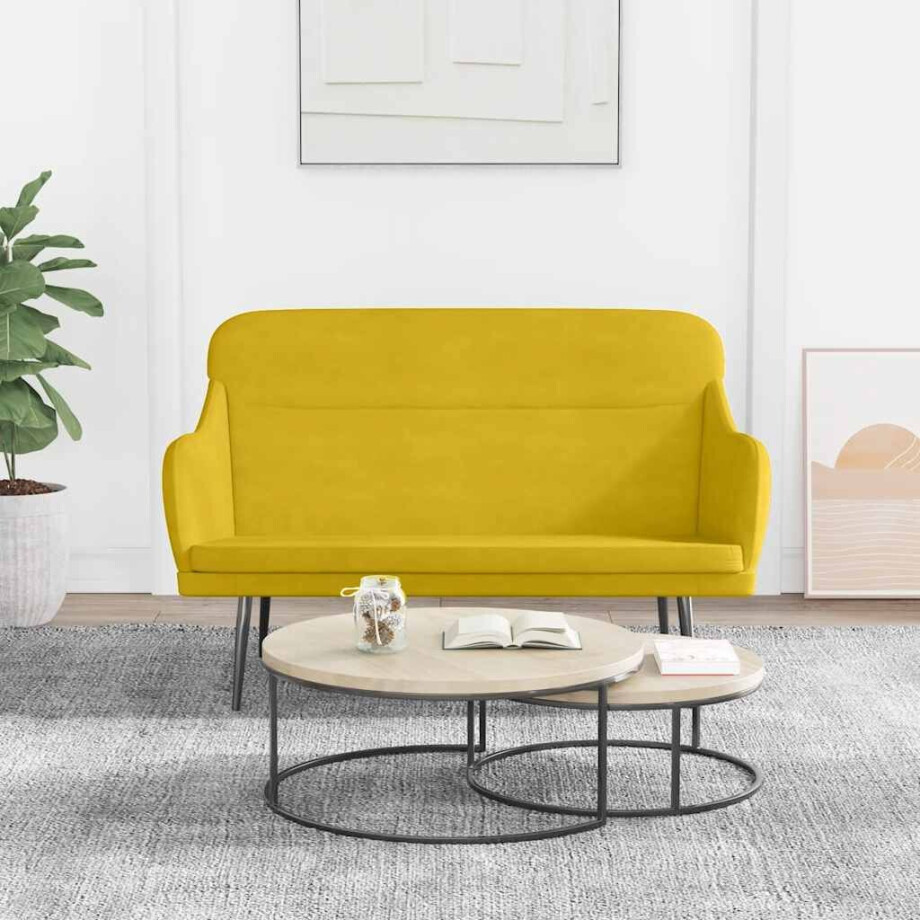 vidaXL Bankje 110x76x80 cm fluweel geel afbeelding 1