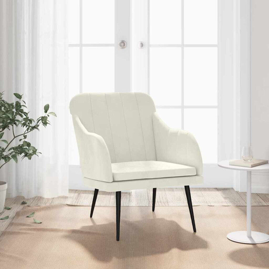 vidaXL Fauteuil 63x76x80 cm fluweel crèmekleurig afbeelding 1