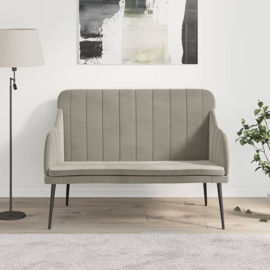 vidaXL Bankje 110x76x80 cm fluweel lichtgrijs afbeelding 1