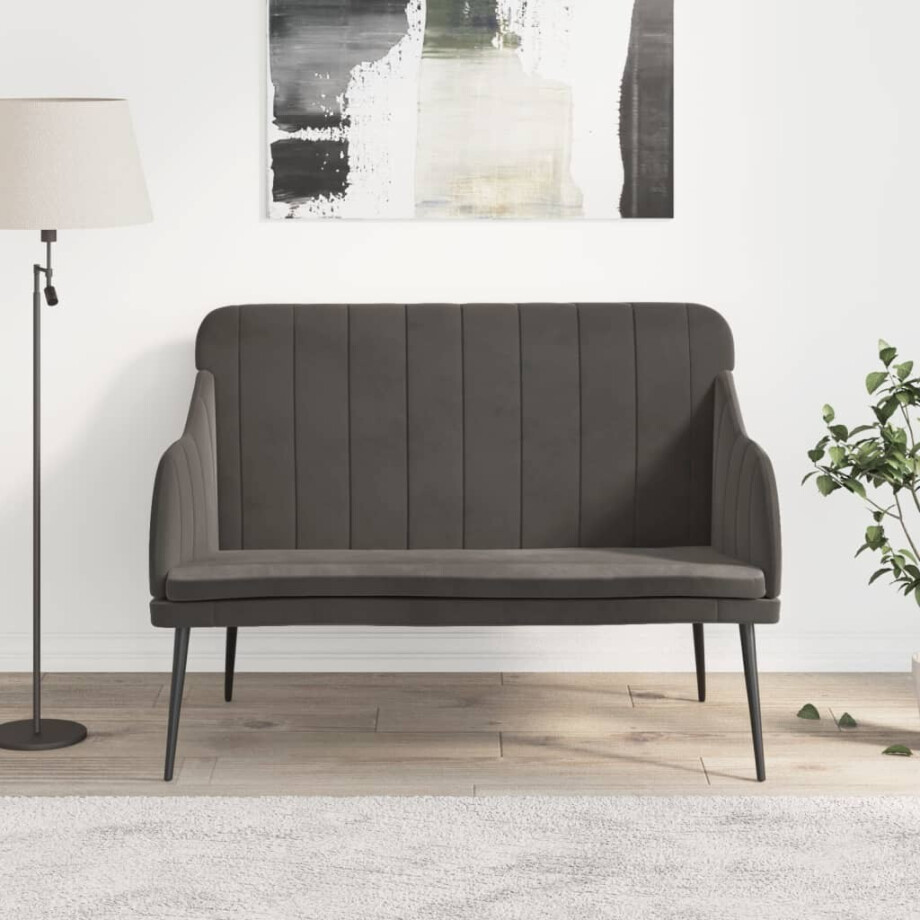 vidaXL Bankje 110x76x80 cm fluweel donkergrijs afbeelding 1