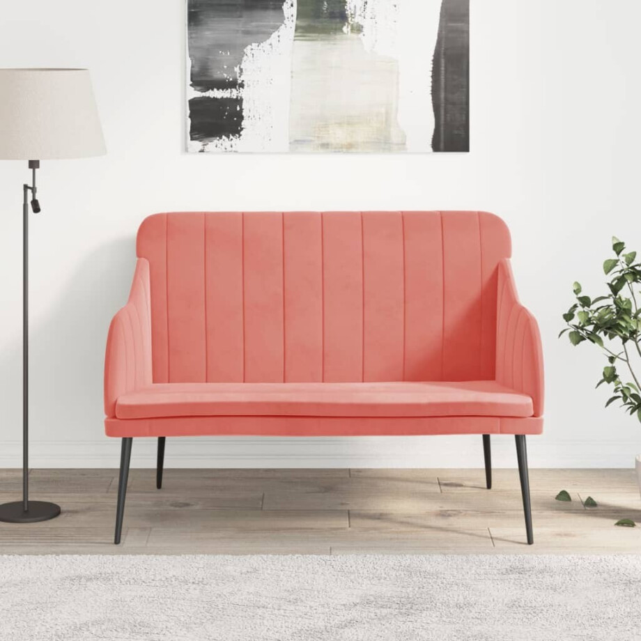 vidaXL Bankje 110x76x80 cm fluweel roze afbeelding 1