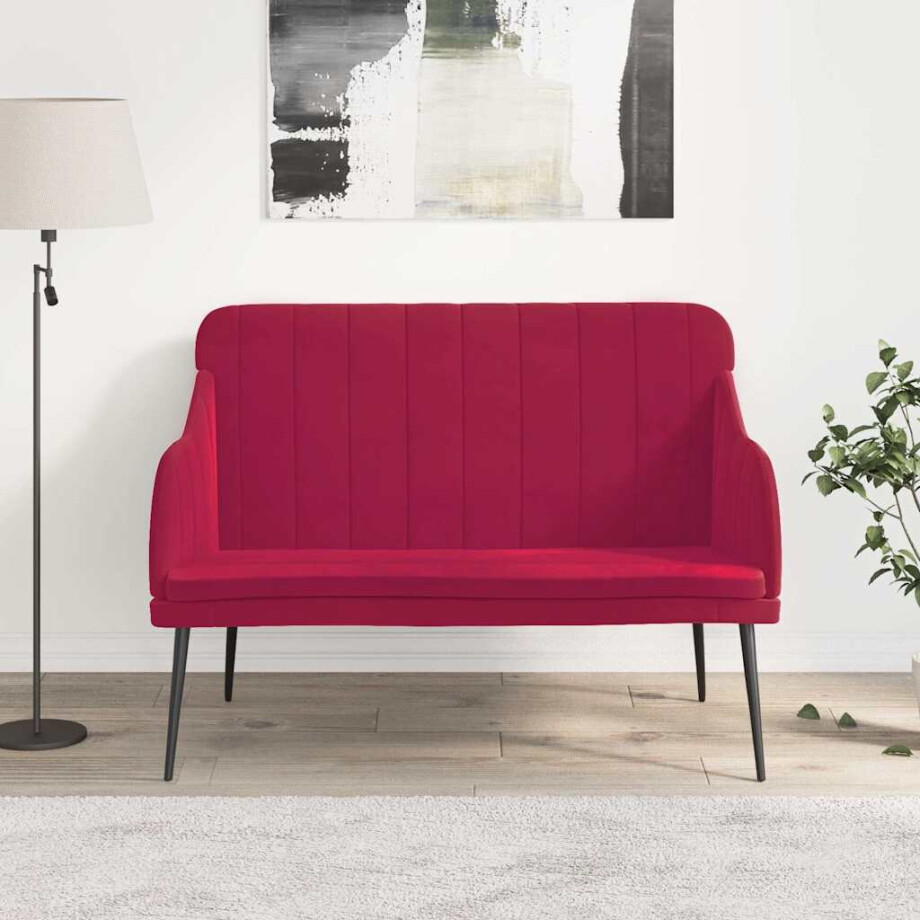 vidaXL Bankje 110x76x80 cm fluweel wijnrood afbeelding 1