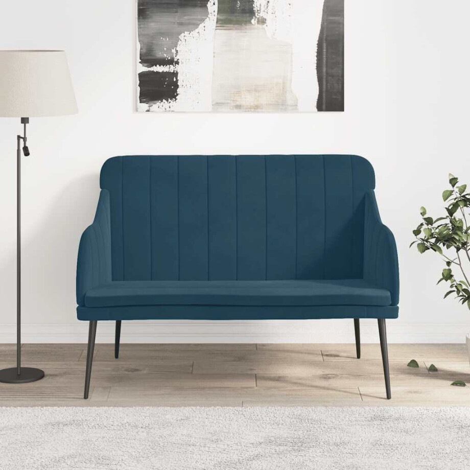 vidaXL Bankje 110x76x80 cm fluweel blauw afbeelding 1