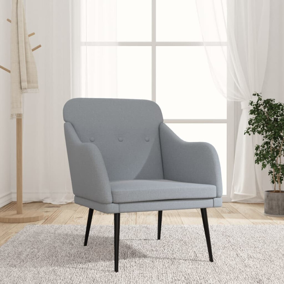 vidaXL Fauteuil 63x76x80 cm stof lichtgrijs afbeelding 1