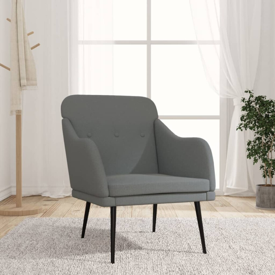 vidaXL Fauteuil 63x76x80 cm stof donkergrijs afbeelding 1