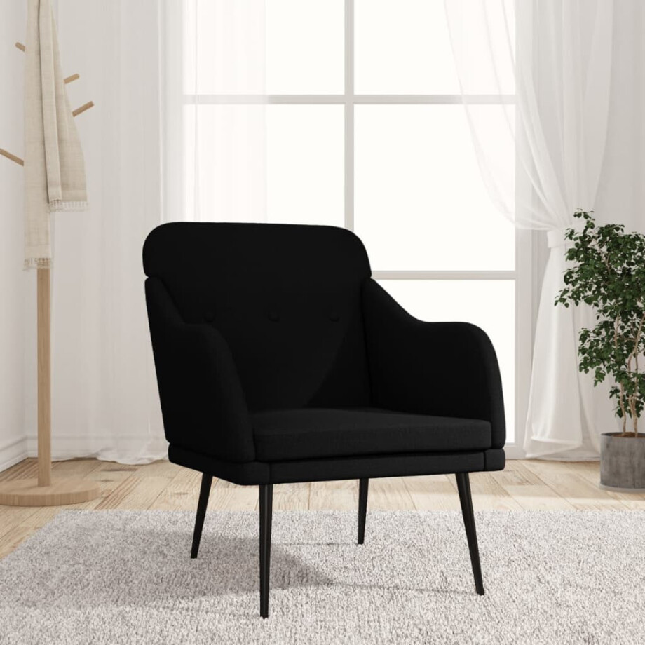 vidaXL Fauteuil 63x76x80 cm stof zwart afbeelding 1