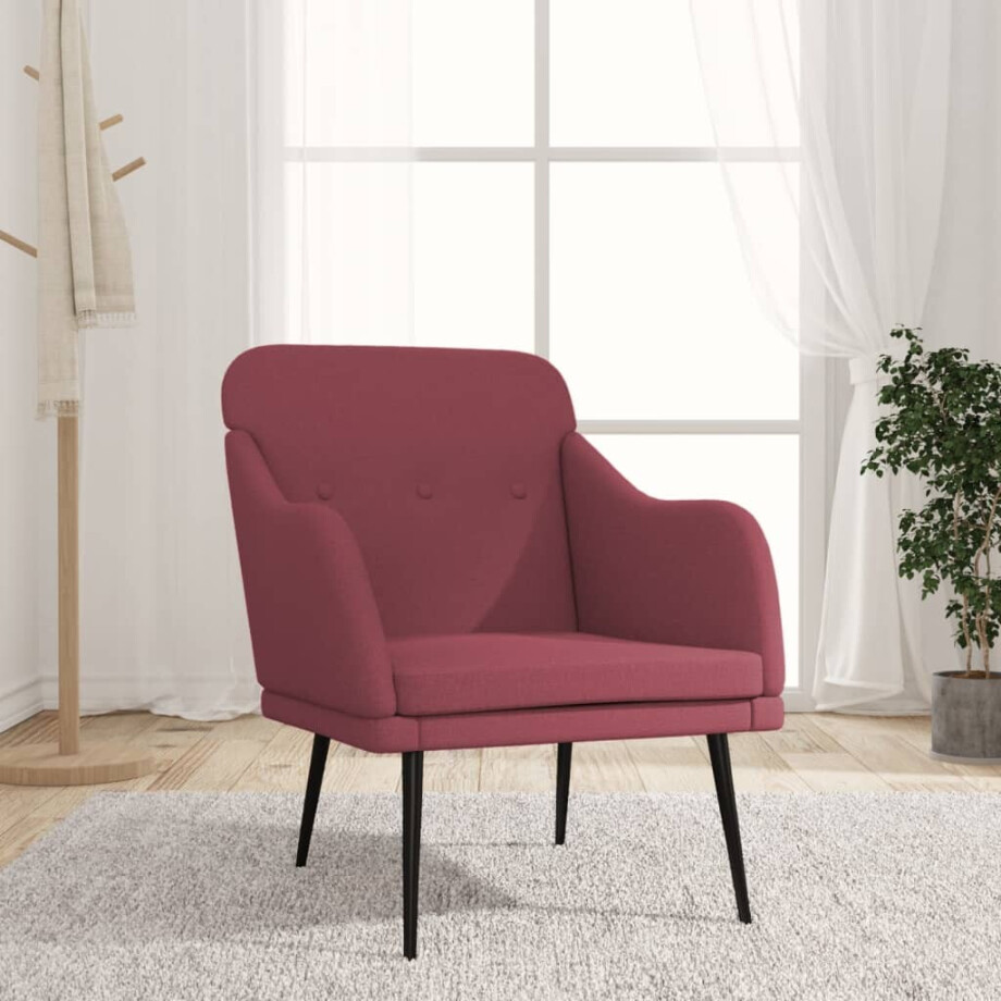 vidaXL Fauteuil 63x76x80 cm stof wijnrood afbeelding 1