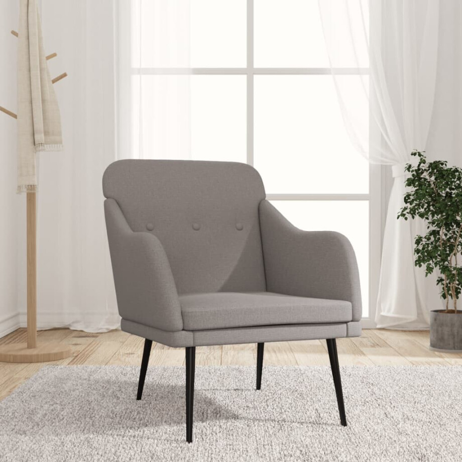 vidaXL Fauteuil 63x76x80 cm stof taupe afbeelding 1